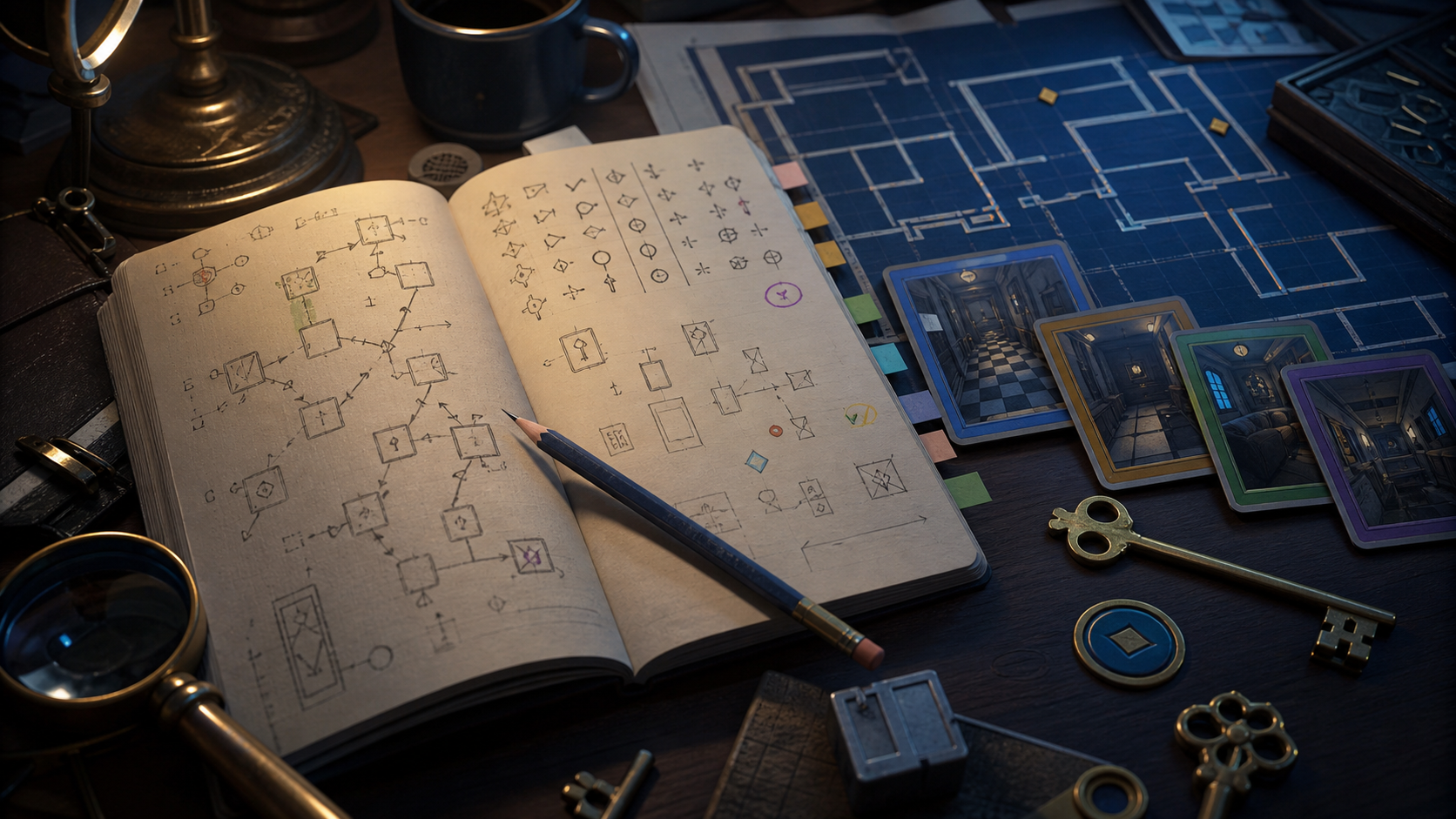 Site-original puzzle note-taking guide cover. No copied screenshot, logo, UI, storefront image, or promotional art.